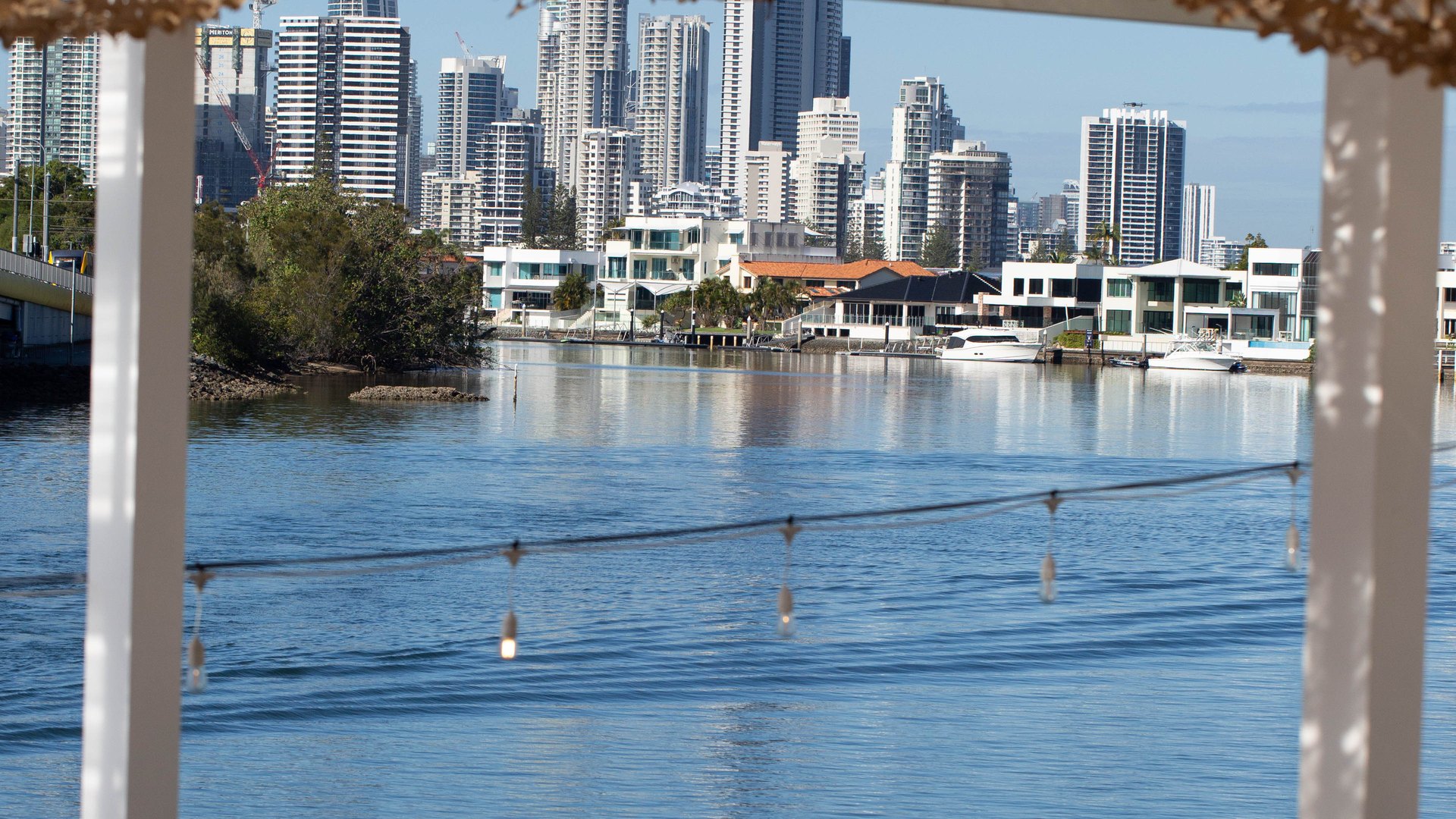 Aerial view of River House on the Nerang River, Southport